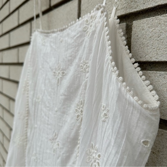 Aerie White Eyelet Cotton Sundress Adjustable Straps Lined Summer Dress Large - Picture 6 of 15
